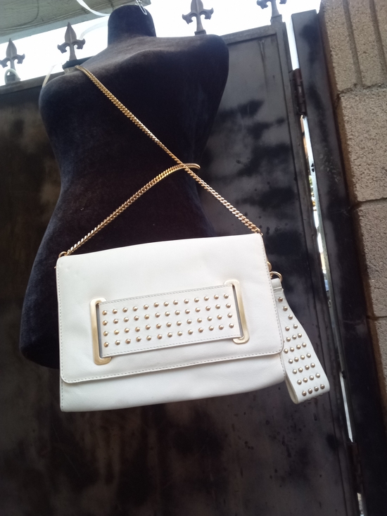Thomas Wylde Handbags - Thomas Wylde White Lamb Leather Crossbody with Gold Studs & Chain